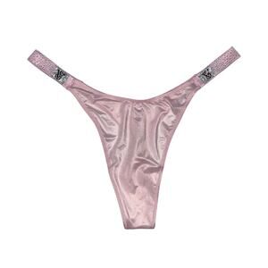 Victoria's Secret Scattered Shine Strap Smooth Thong Panty Angel Pink Size XL